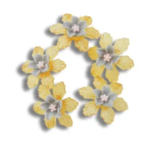 Set of 5 orange Flower Shaped Buttons
