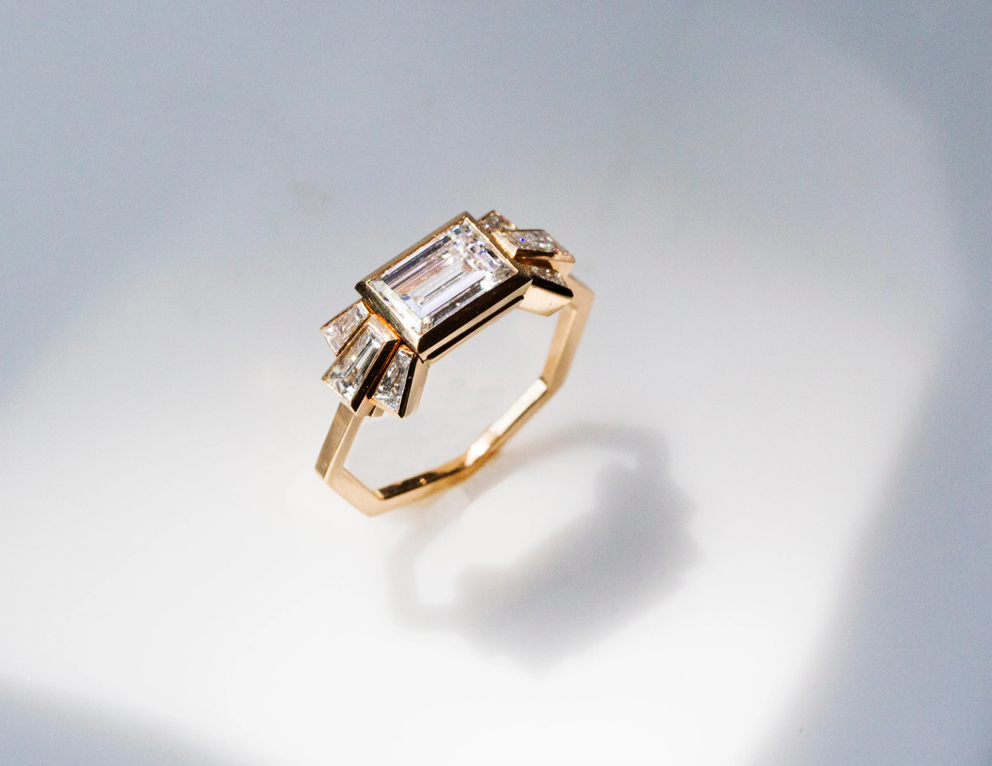 Seven Stone Emerald Cut Diamond Ring