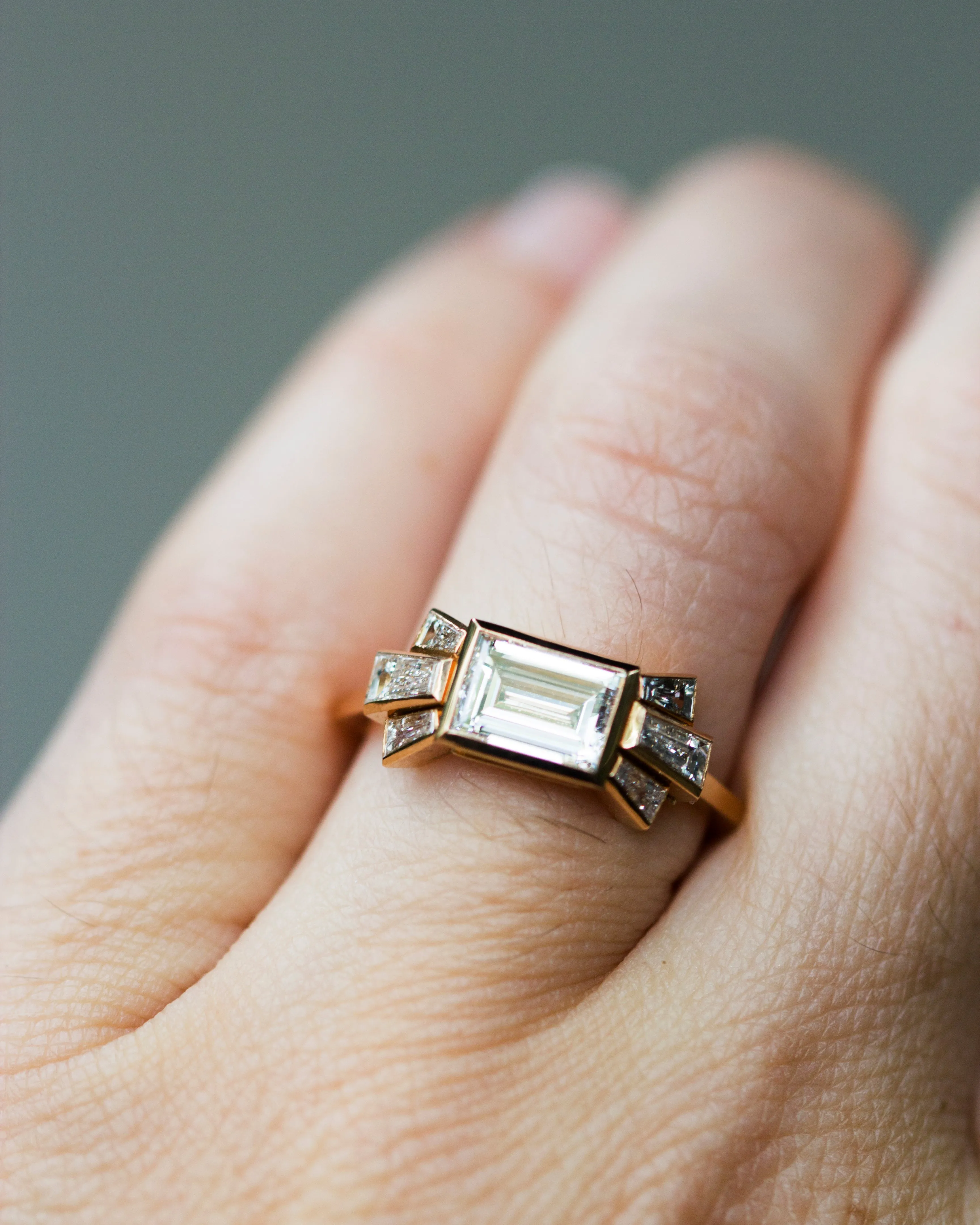 Seven Stone Emerald Cut Diamond Ring