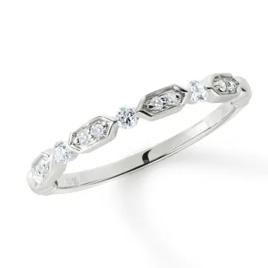 Shared Prong Hexagon Diamond Stackable Band