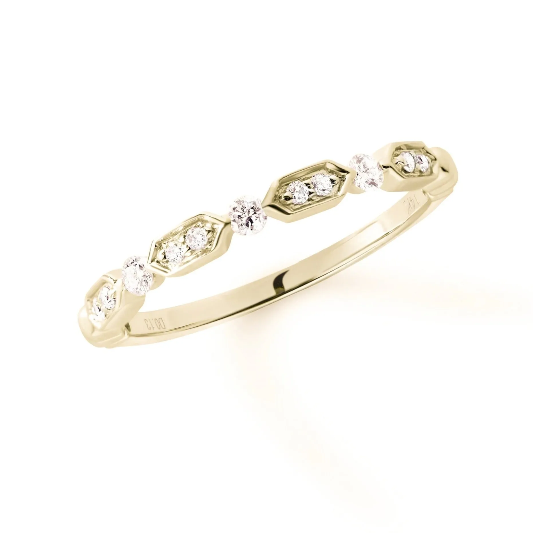 Shared Prong Hexagon Diamond Stackable Band