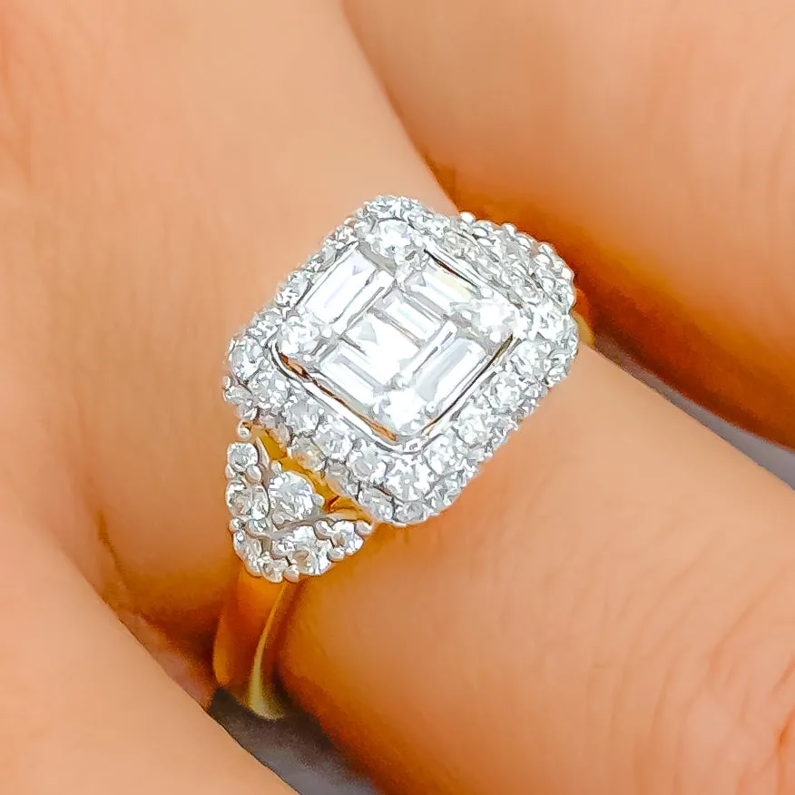 Shiny Attractive Geometric 18K Gold   Diamond Ring