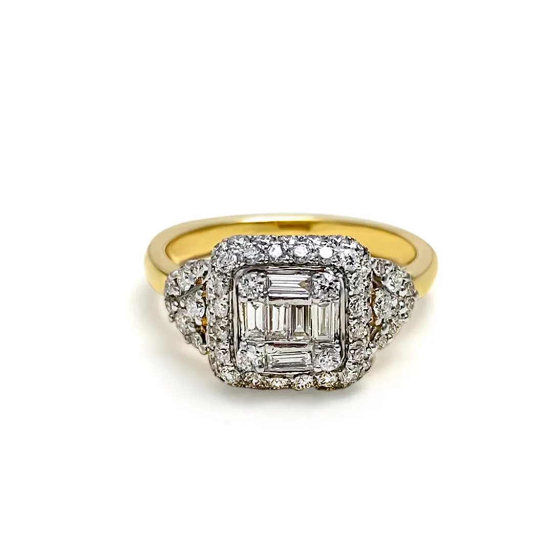 Shiny Attractive Geometric 18K Gold   Diamond Ring