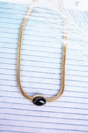 Showstopper Black Pearl Goldtone Omega Chain Necklace