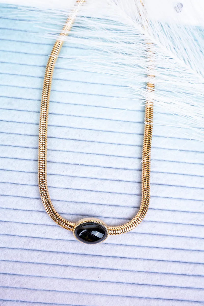Showstopper Black Pearl Goldtone Omega Chain Necklace