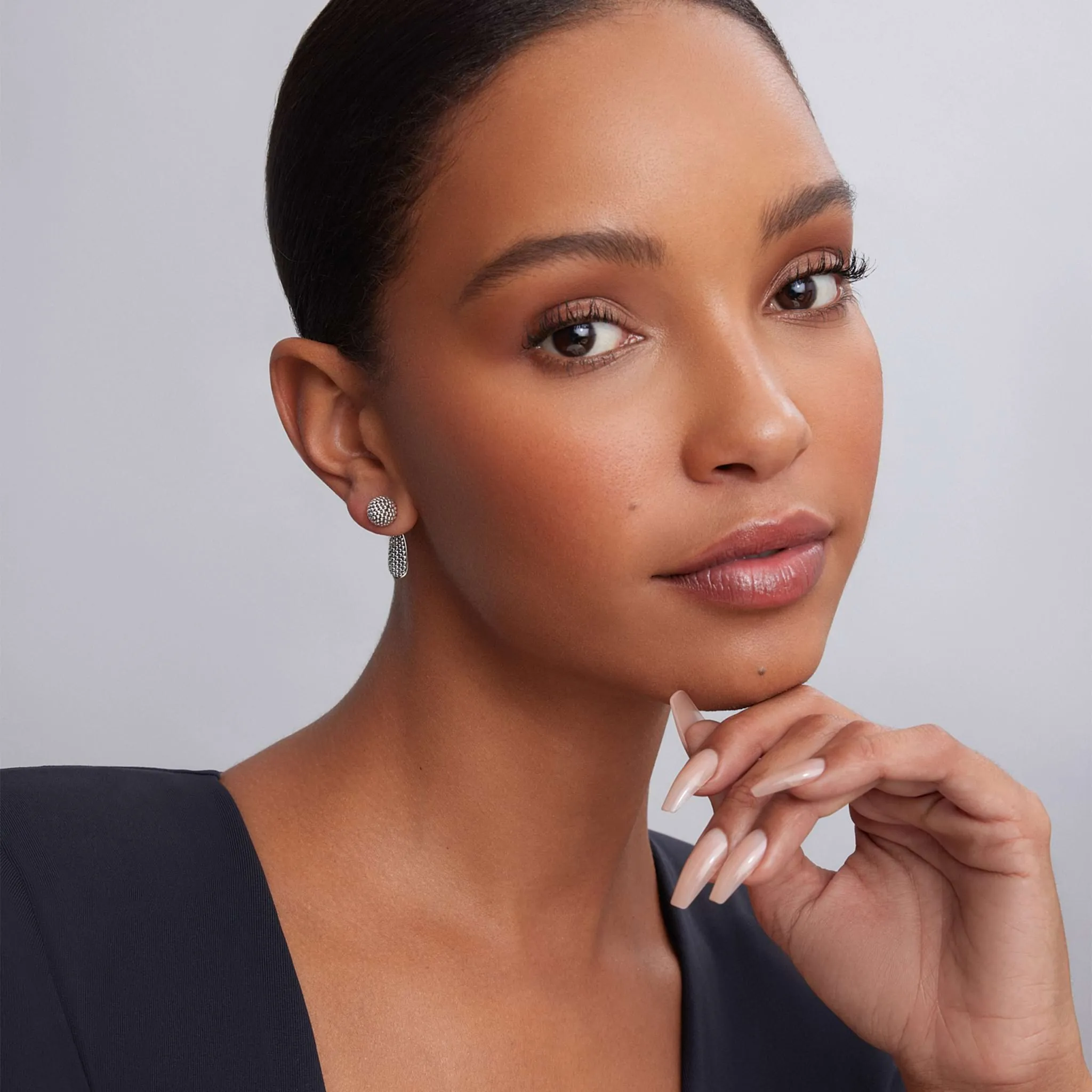 Signature Caviar Caviar Beaded Front-Back Drop Earrings