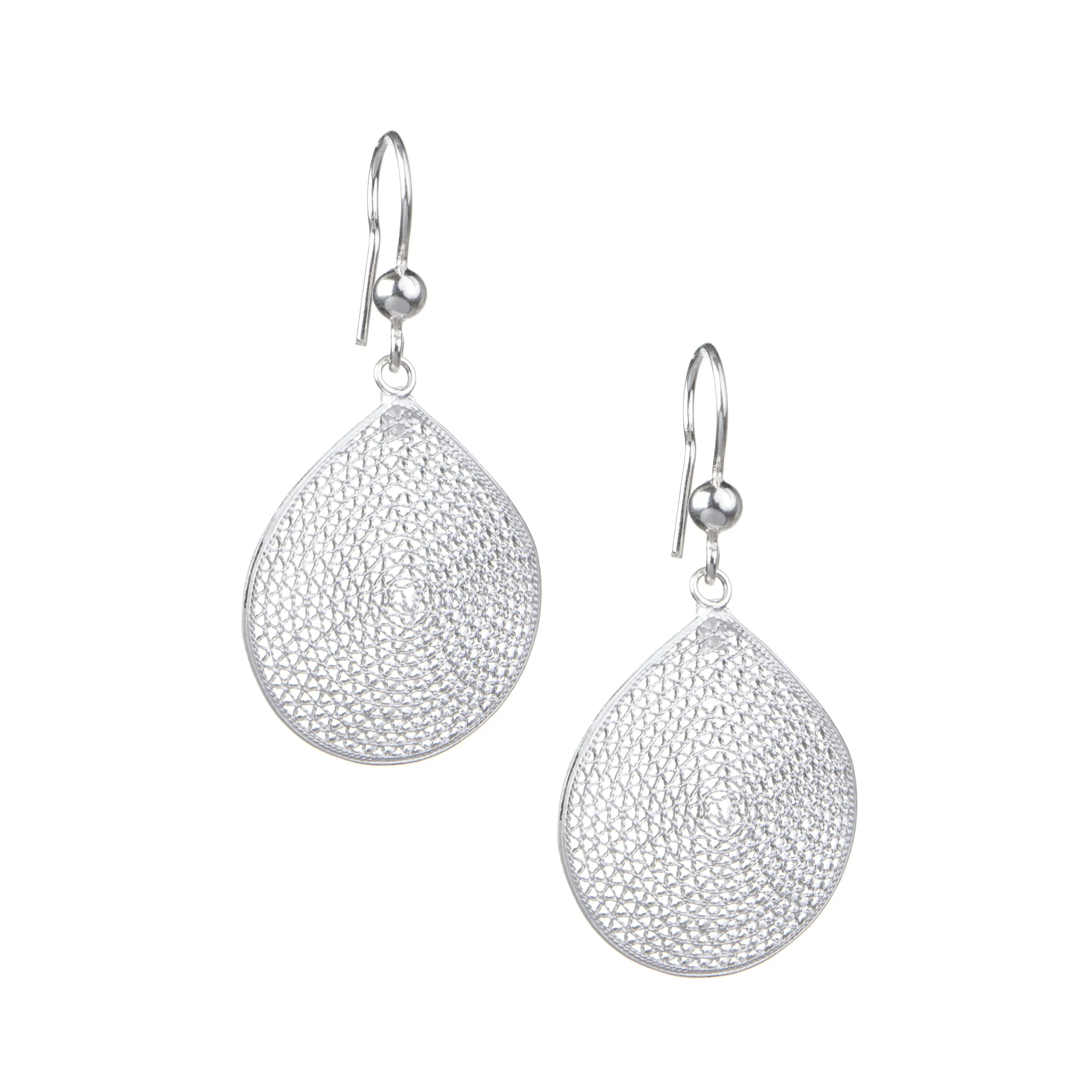 Silver Filigree Drop Earrings