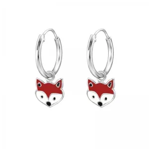 Silver Fox Hanging  Hoop Earrings for Girls