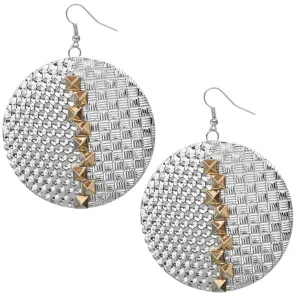 Silver Gold Hammered Pyramid Cone Dangle Earrings
