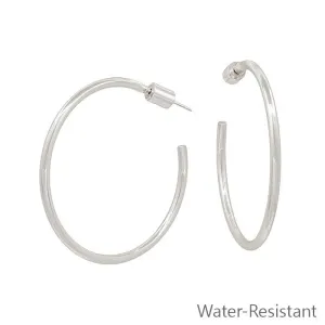 Silver Hoop with Cylinder Back Closure Earring