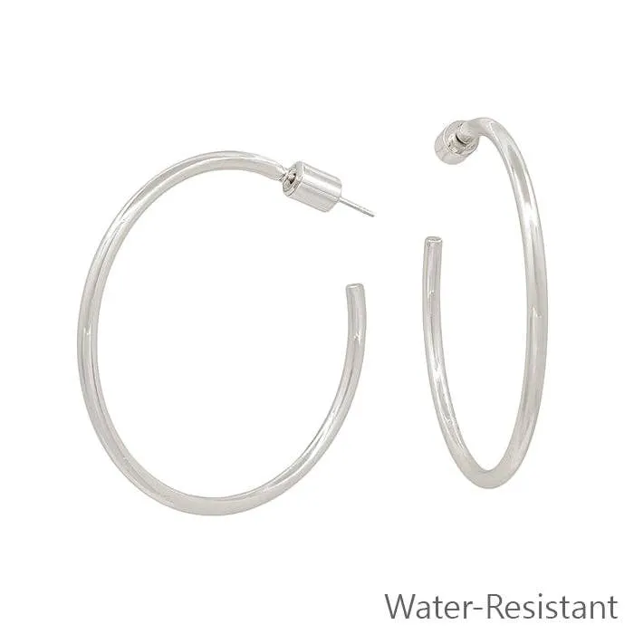 Silver Hoop with Cylinder Back Closure Earring