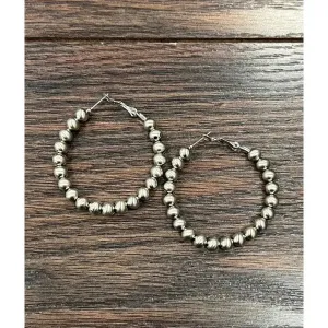 Silver Navajo Bead Hoops