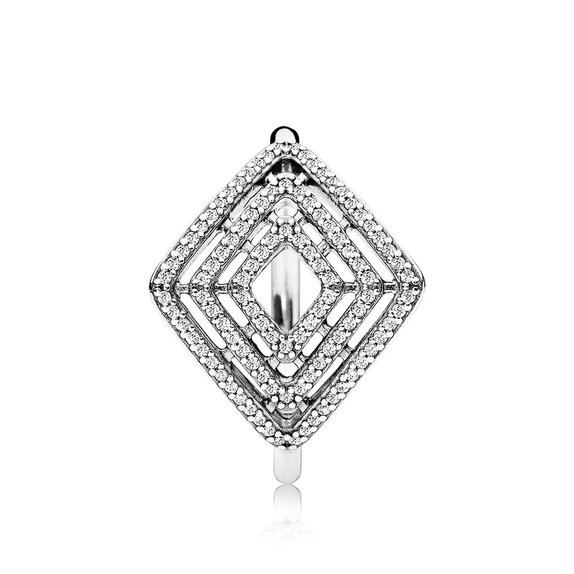 Silver ring with clear cubic zirconia