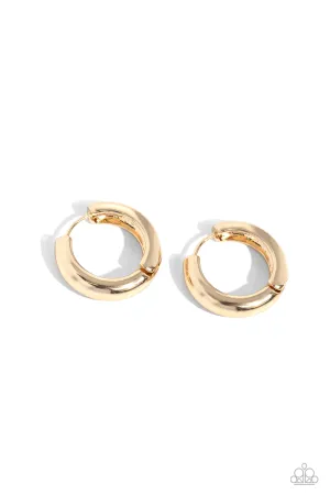 Simply Sinuous - Gold - Paparazzi Hinge Hoop Earrings