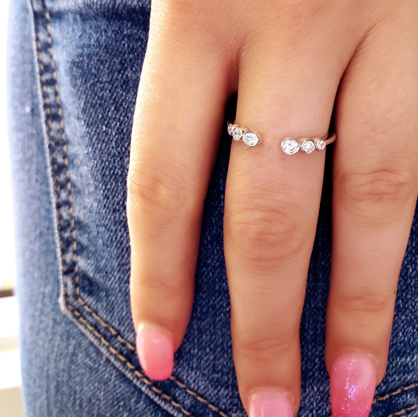 Six Stone Diamond Bezel Ring