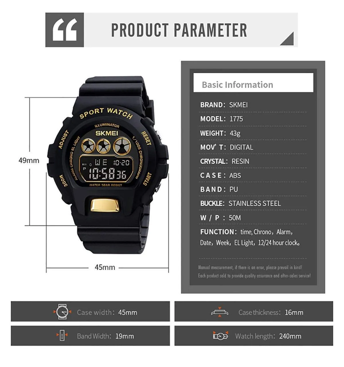 Skmei 1775 Original Digital Sport Watch for Boys & Girls