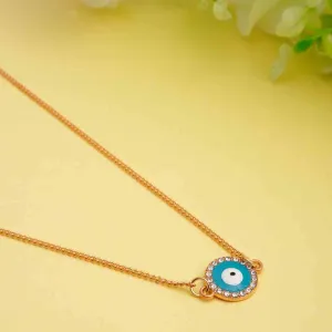 Sky Blue Round Evil Eye Necklace