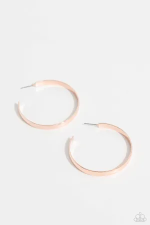 Sleek Symmetry - Rose Gold - Thick Rose Gold Paparazzi Hoop Earrings