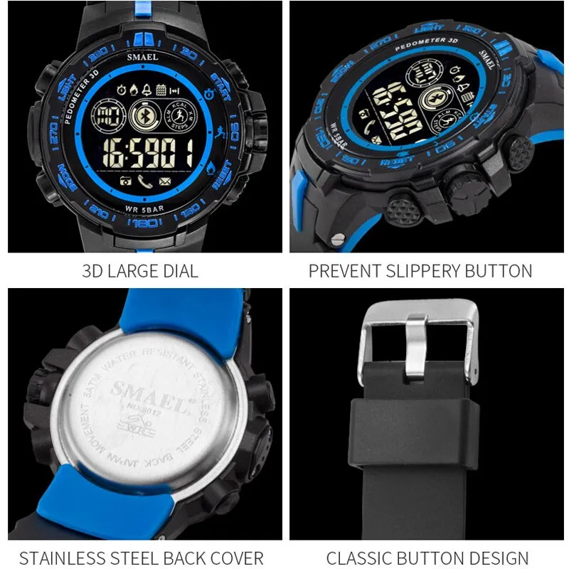 SMAEL Brand  Sport Watches for Men Digital Wrist Watches Mens Waterproof LED Display Sports Electronic Watch Chronograph Clock