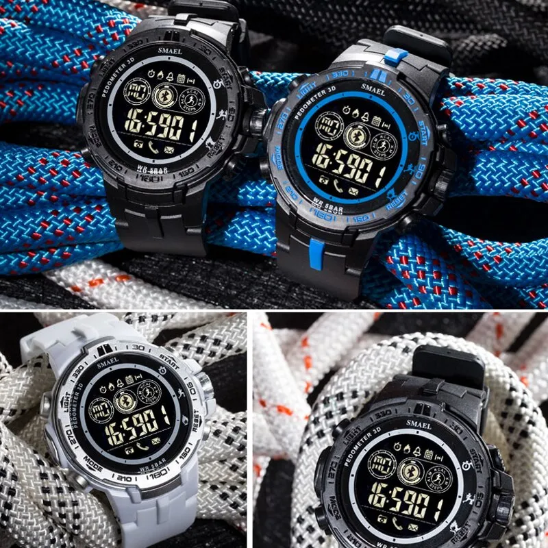 SMAEL Brand  Sport Watches for Men Digital Wrist Watches Mens Waterproof LED Display Sports Electronic Watch Chronograph Clock