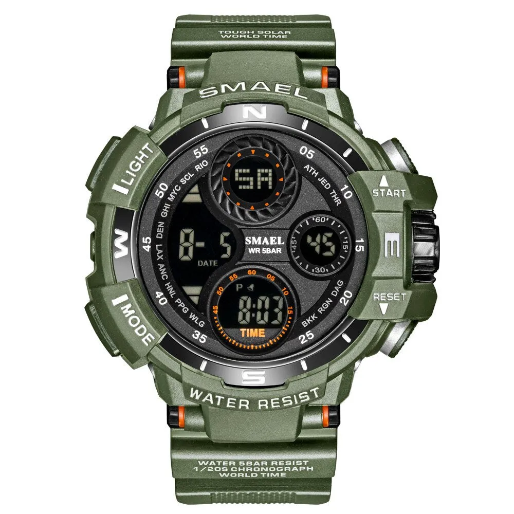 SMAEL Brand Sports Watch Men LED Digital Waterproof Silicone Wristwatch Top Luxury Army Outdoor Mens Watches Relogio Masculino