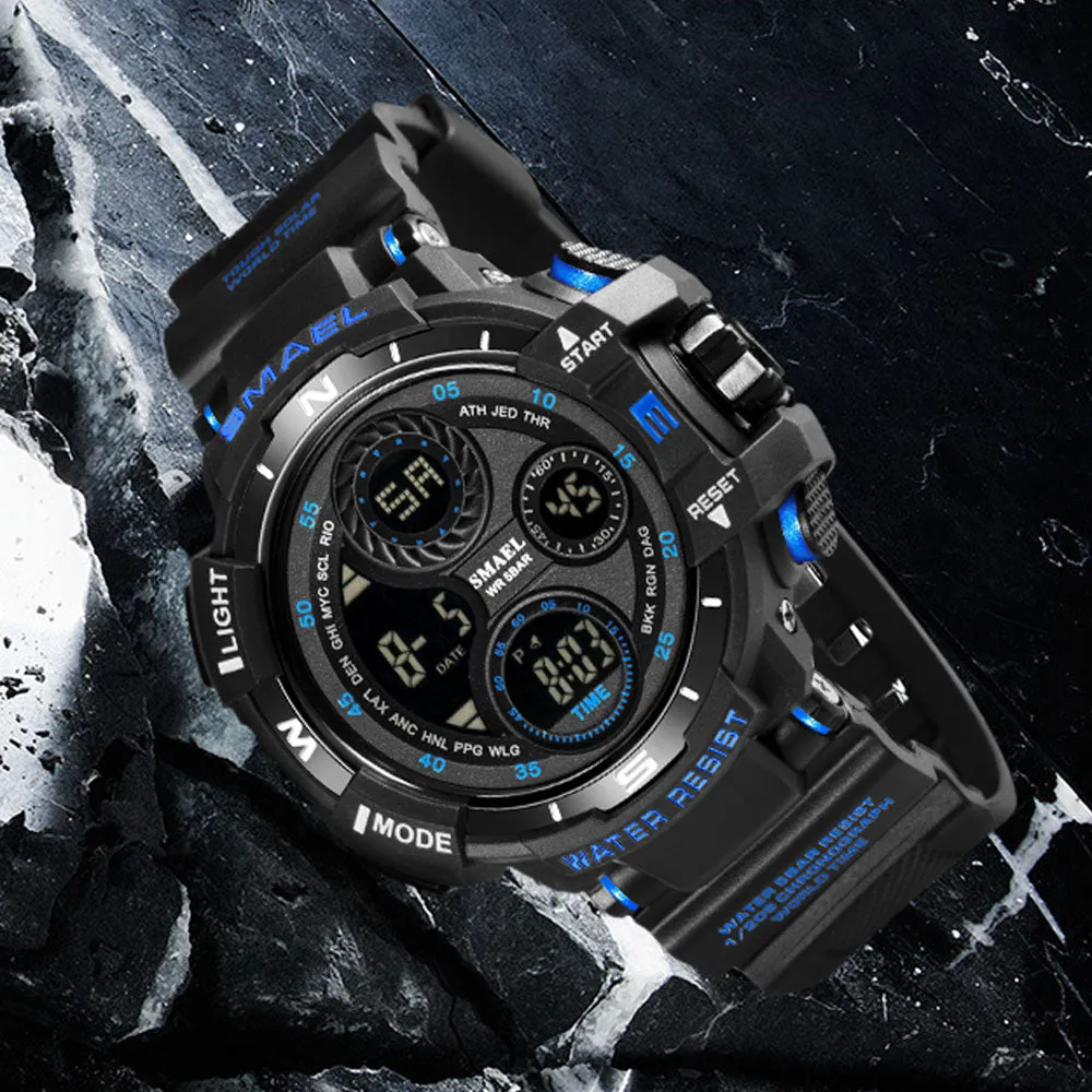 SMAEL Brand Sports Watch Men LED Digital Waterproof Silicone Wristwatch Top Luxury Army Outdoor Mens Watches Relogio Masculino