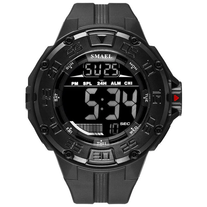 SMAEL Digital Watch Men Big Dial Sport Watches Chrono Countdown Waterproof LED Digital Watch Light Men&#39;s Military Digital Clock