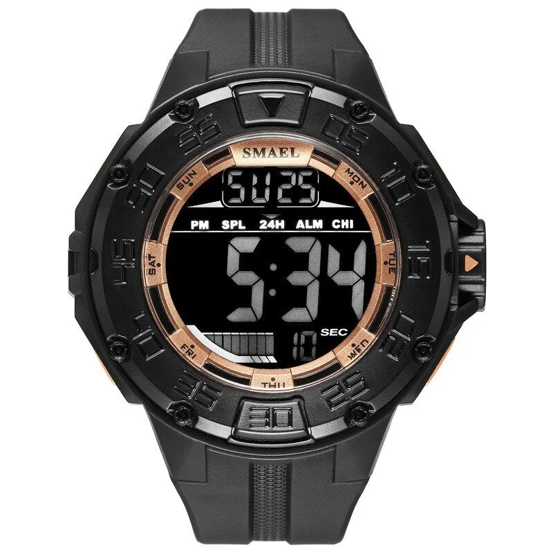 SMAEL Digital Watch Men Big Dial Sport Watches Chrono Countdown Waterproof LED Digital Watch Light Men&#39;s Military Digital Clock