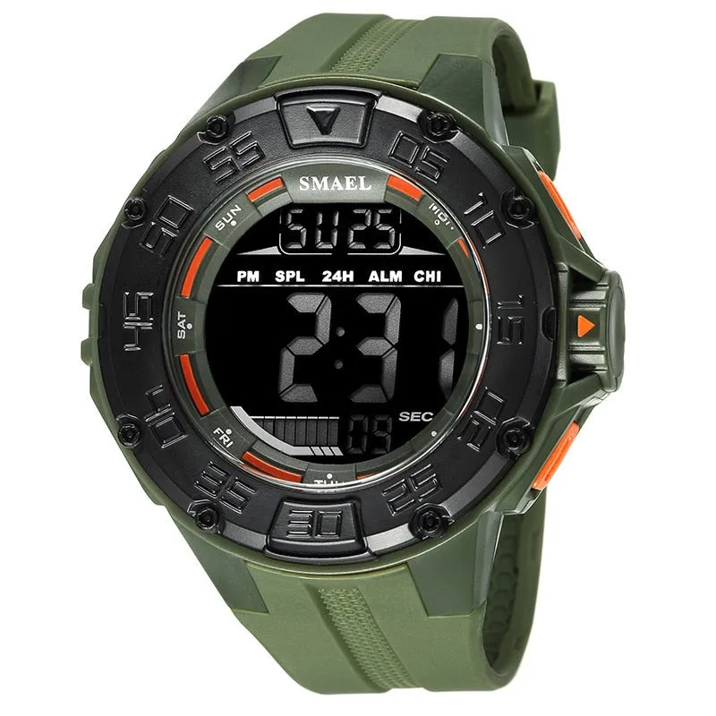 SMAEL Digital Watch Men Big Dial Sport Watches Chrono Countdown Waterproof LED Digital Watch Light Men&#39;s Military Digital Clock