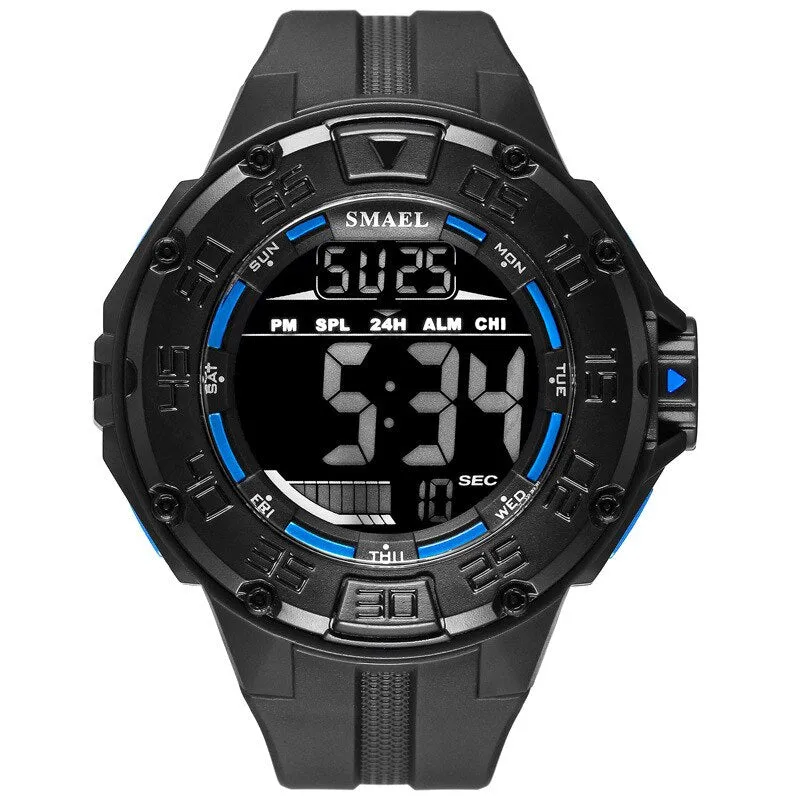 SMAEL Digital Watch Men Big Dial Sport Watches Chrono Countdown Waterproof LED Digital Watch Light Men&#39;s Military Digital Clock