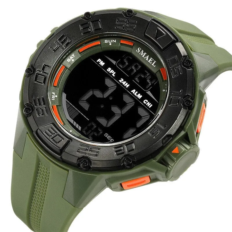 SMAEL Digital Watch Men Big Dial Sport Watches Chrono Countdown Waterproof LED Digital Watch Light Men&#39;s Military Digital Clock
