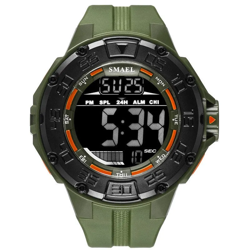 SMAEL Digital Watch Men Big Dial Sport Watches Chrono Countdown Waterproof LED Digital Watch Light Men&#39;s Military Digital Clock