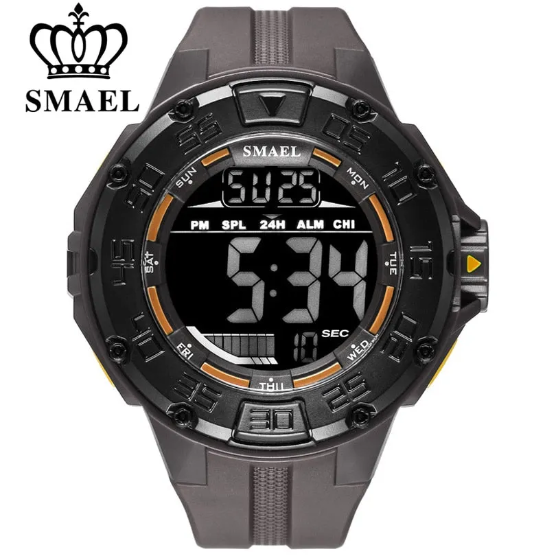 SMAEL Digital Watch Men Big Dial Sport Watches Chrono Countdown Waterproof LED Digital Watch Light Men&#39;s Military Digital Clock