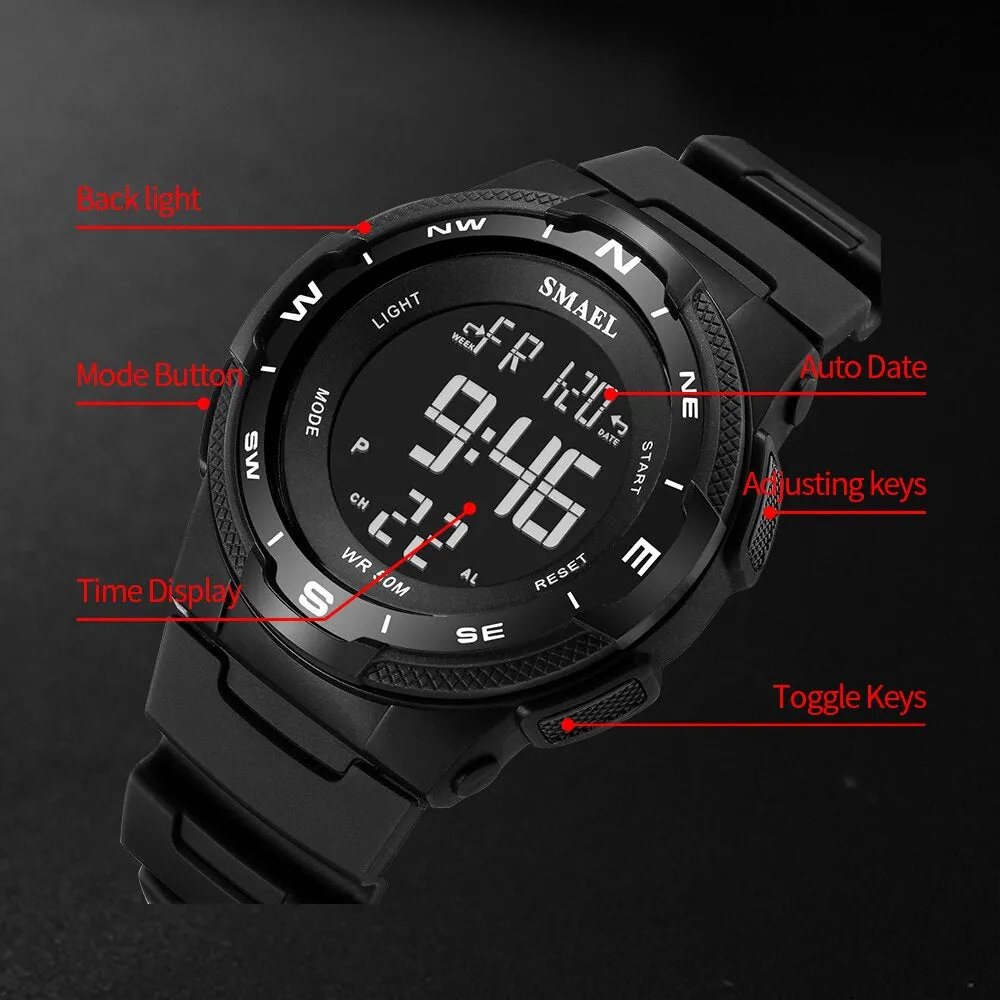 SMAEL Men Digital Watches Waterproof Mens Sport Quartz Wristwatches Relogio Masculino Military Man Electronic Chronograph Watch