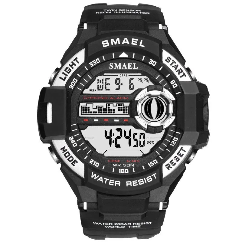 SMAEL Men PU Sport Watch Hot Top Brand Mens Digital Watches for Men&#39;s Waterproof Military Electronic Wristwatch Male Clock Reloj