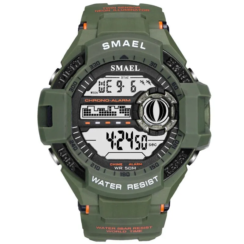 SMAEL Men PU Sport Watch Hot Top Brand Mens Digital Watches for Men&#39;s Waterproof Military Electronic Wristwatch Male Clock Reloj