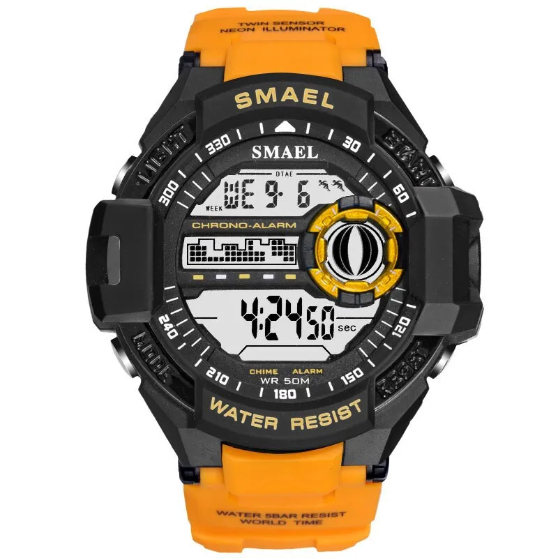 SMAEL Men PU Sport Watch Hot Top Brand Mens Digital Watches for Men&#39;s Waterproof Military Electronic Wristwatch Male Clock Reloj