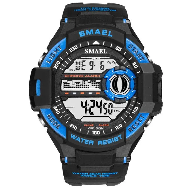 SMAEL Men PU Sport Watch Hot Top Brand Mens Digital Watches for Men&#39;s Waterproof Military Electronic Wristwatch Male Clock Reloj
