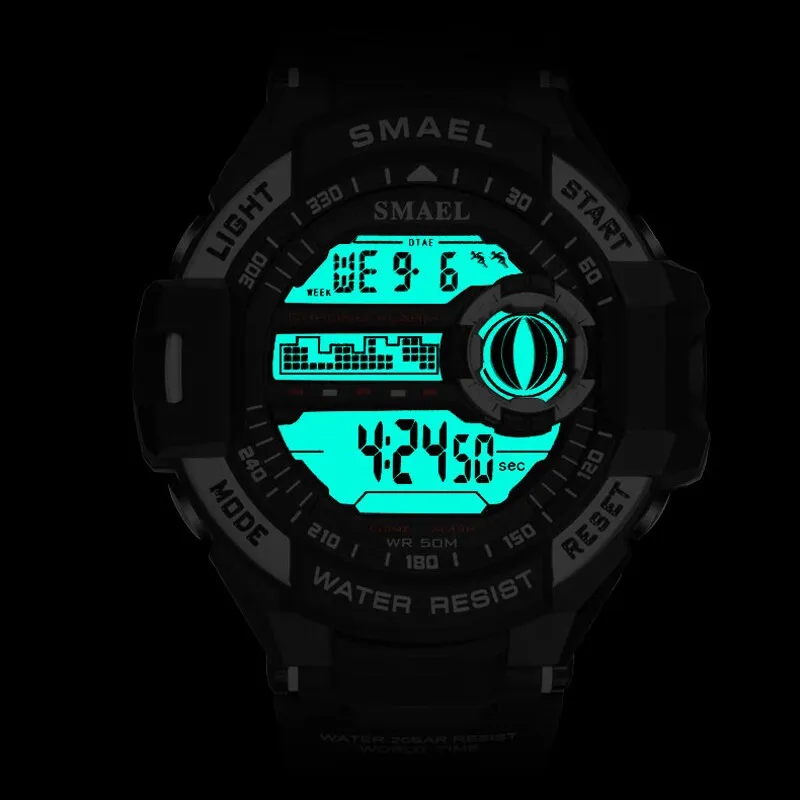 SMAEL Men PU Sport Watch Hot Top Brand Mens Digital Watches for Men&#39;s Waterproof Military Electronic Wristwatch Male Clock Reloj
