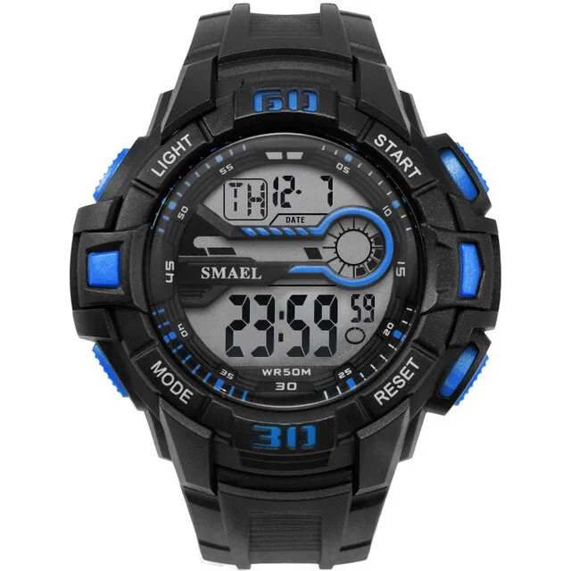 SMAEL Men Sport Watch LED Electronic Wrist Watches Time Water Resistant with  Automatic Alarm Men&#39;s Digital Wrist Watches