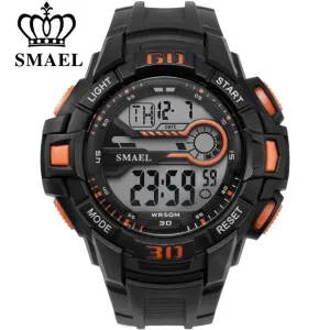 SMAEL Men Sport Watch LED Electronic Wrist Watches Time Water Resistant with  Automatic Alarm Men&#39;s Digital Wrist Watches