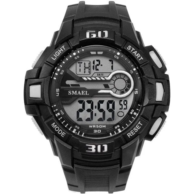 SMAEL Men Sport Watch LED Electronic Wrist Watches Time Water Resistant with  Automatic Alarm Men&#39;s Digital Wrist Watches