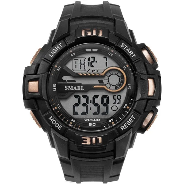 SMAEL Men Sport Watch LED Electronic Wrist Watches Time Water Resistant with  Automatic Alarm Men&#39;s Digital Wrist Watches
