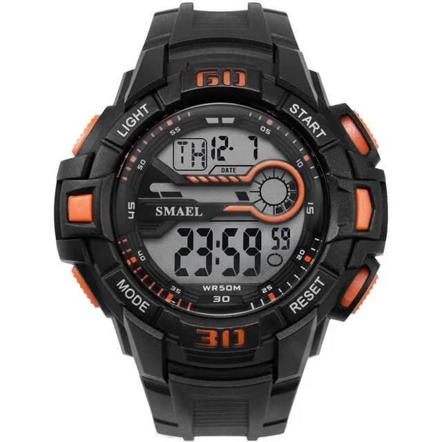 SMAEL Men Sport Watch LED Electronic Wrist Watches Time Water Resistant with  Automatic Alarm Men&#39;s Digital Wrist Watches