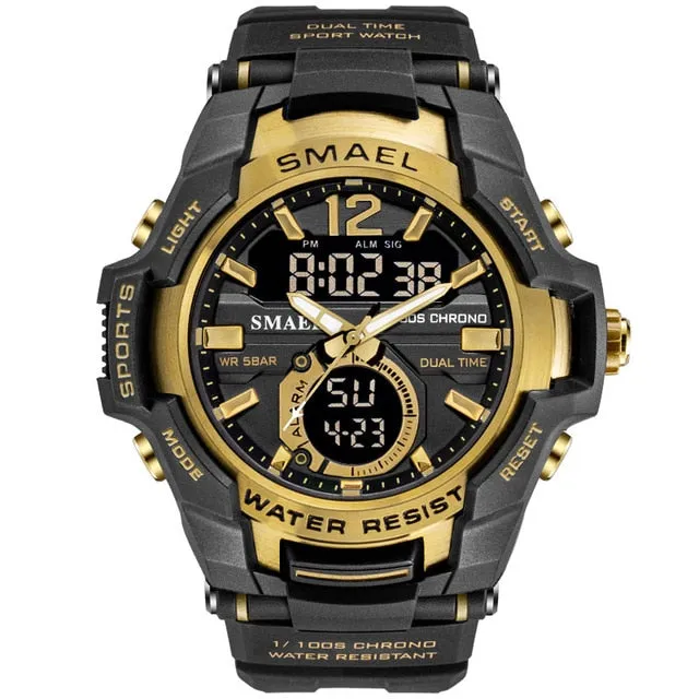 SMAEL Sport Watch Men Fashion Casual Alarm Clock 50M