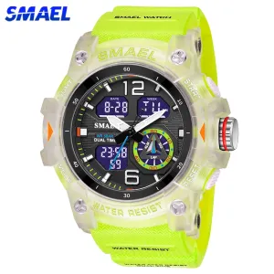 SMAEL Sports Dual Display Watch For Men LED Digital Quartz Waterproof Watches Men&#39;s Stopwatches Student Clock Youth Wristwatches