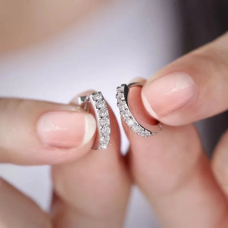 Small CZ Huggie Earrings-SH004