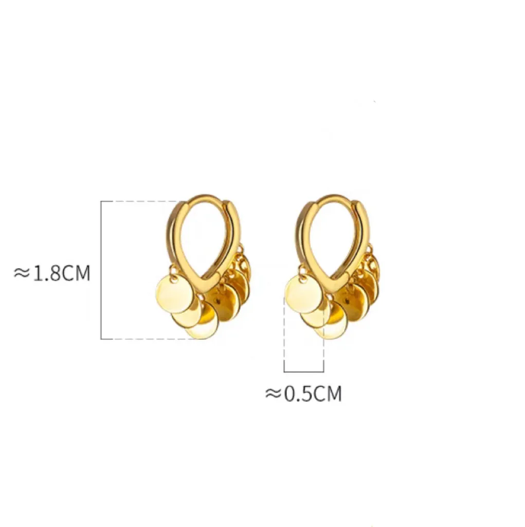 Small Flakes Dangle Huggie Earrings-SH073