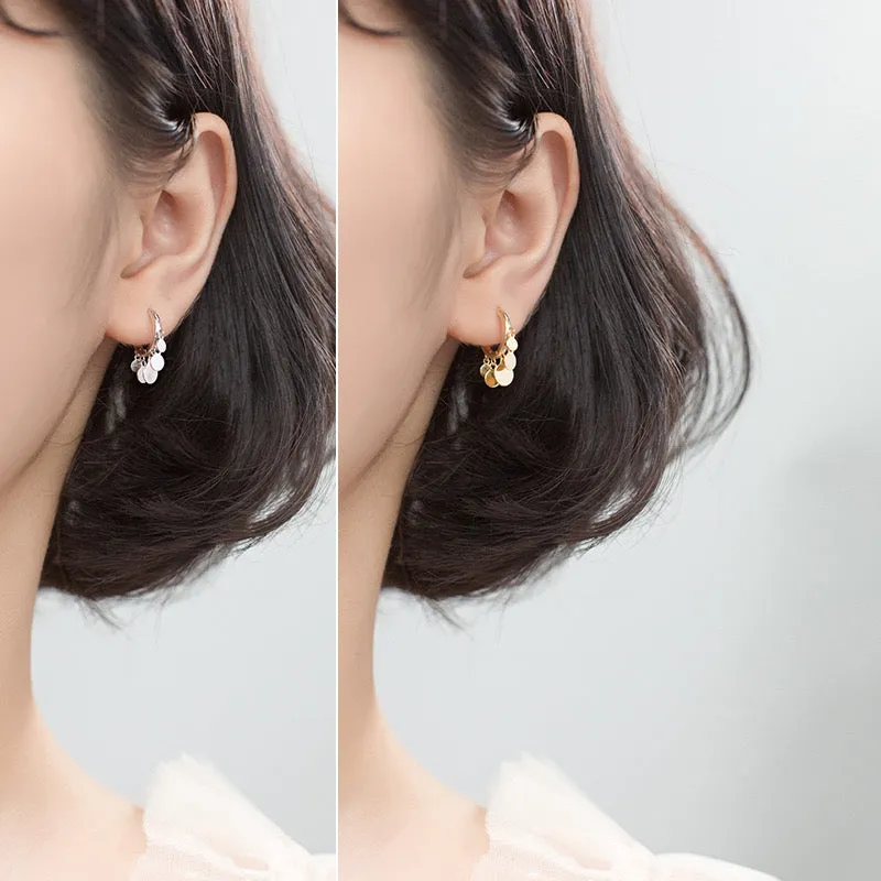 Small Flakes Dangle Huggie Earrings-SH073