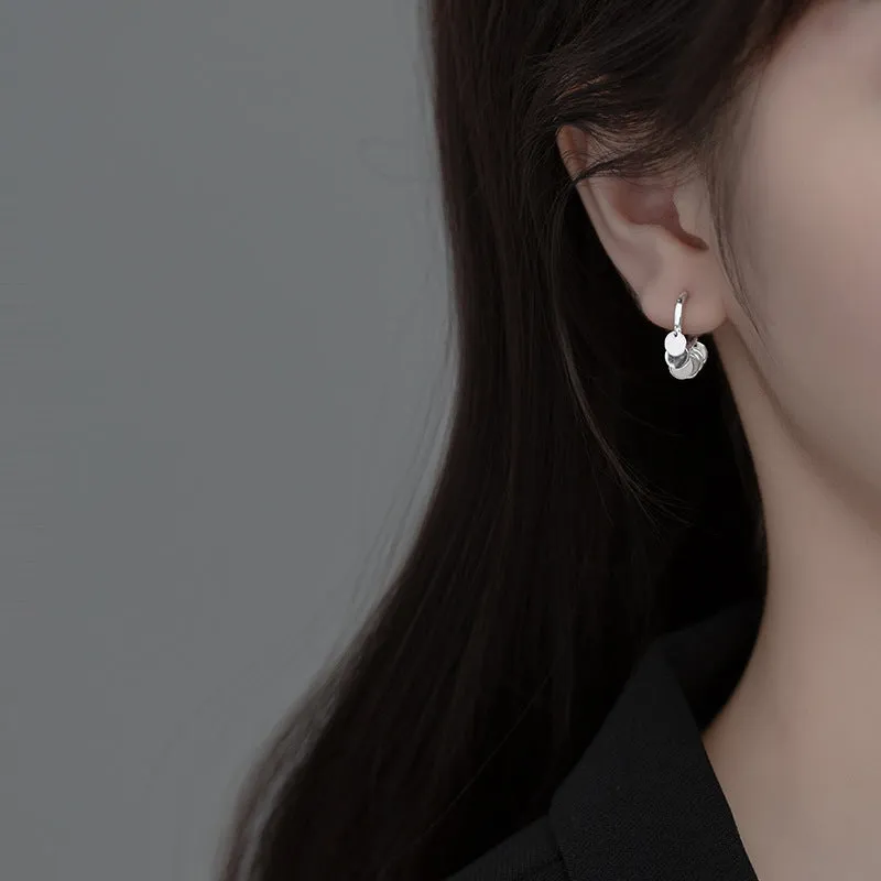 Small Flakes Dangle Huggie Earrings-SH073
